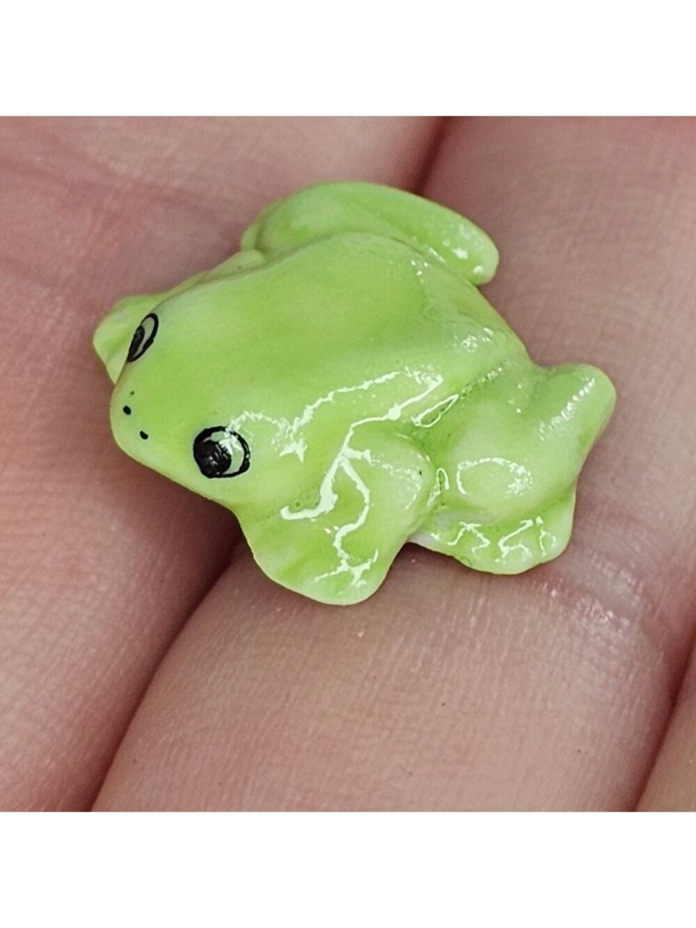 Klima Porcelain Teeny Tiny Lucky Frog Toad Miniature Figurine Green Amphibian